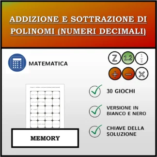 Memory: Addizione e sottrazione di polinomi (numeri decimali)