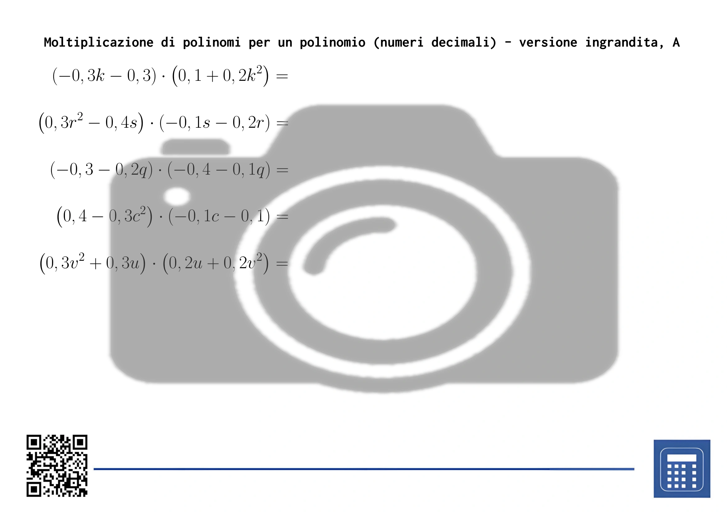 Scheda di lavoro: Moltiplicazione di polinomi per un polinomio (numeri decimali) - immagine 3
