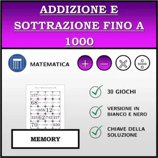 Memory: Addizione e sottrazione fino a 1000
