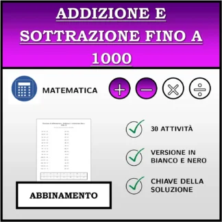 Esercizio di abbinamento: Addizione e sottrazione fino a 1000