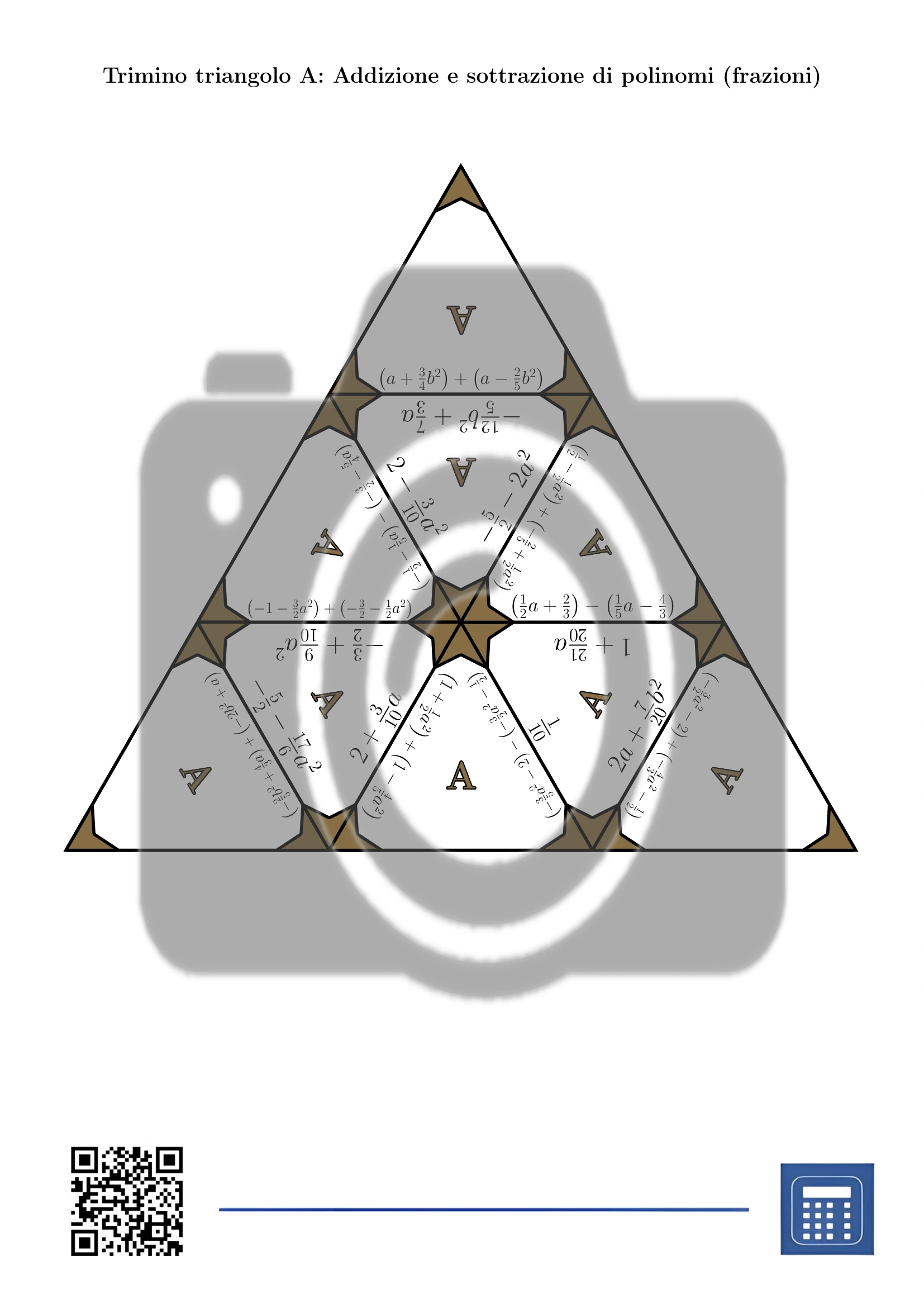 Trimino: Addizione e sottrazione di polinomi (frazioni) - immagine 2