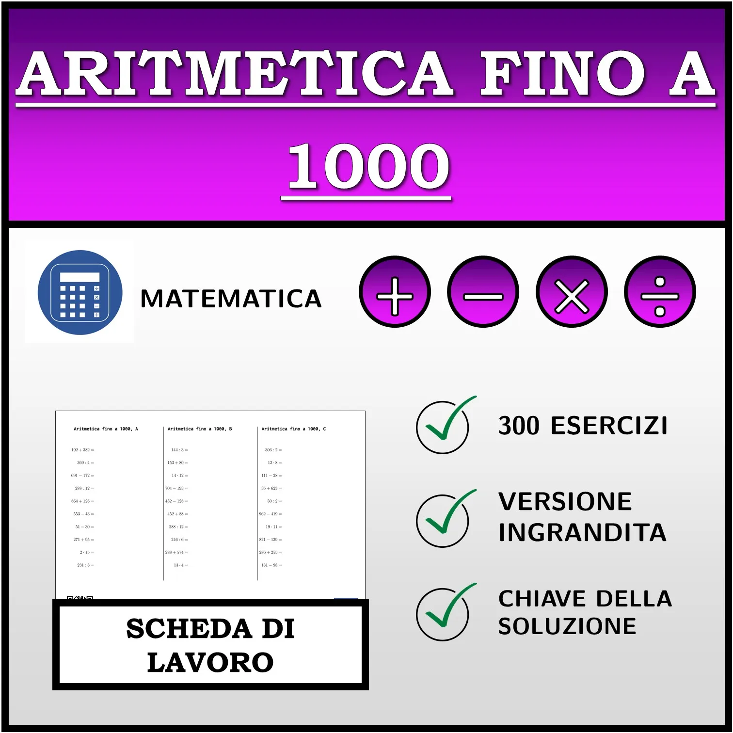 Scheda di lavoro: Aritmetica fino a 1000