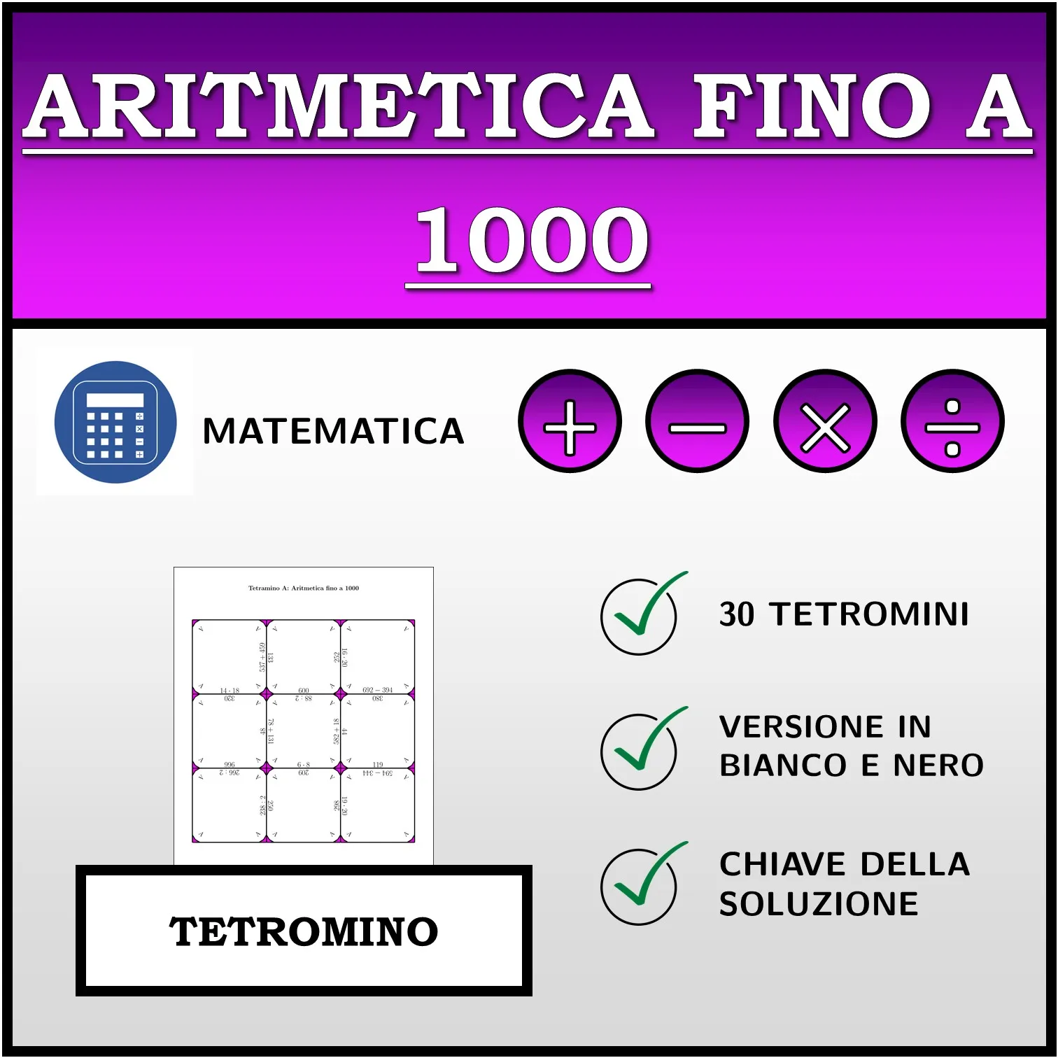 Tetramino: Aritmetica fino a 1000