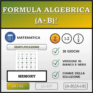 Memory: Formula algebrica (A+B)², semplificazione (numeri interi)