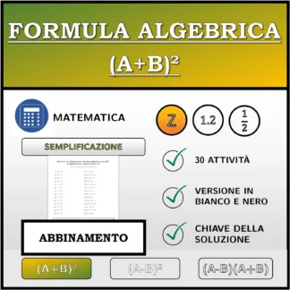 Esercizio di abbinamento: Formula algebrica (A+B)², semplificazione (numeri interi)