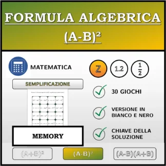 Memory: Formula algebrica (A-B)², semplificazione (numeri interi)