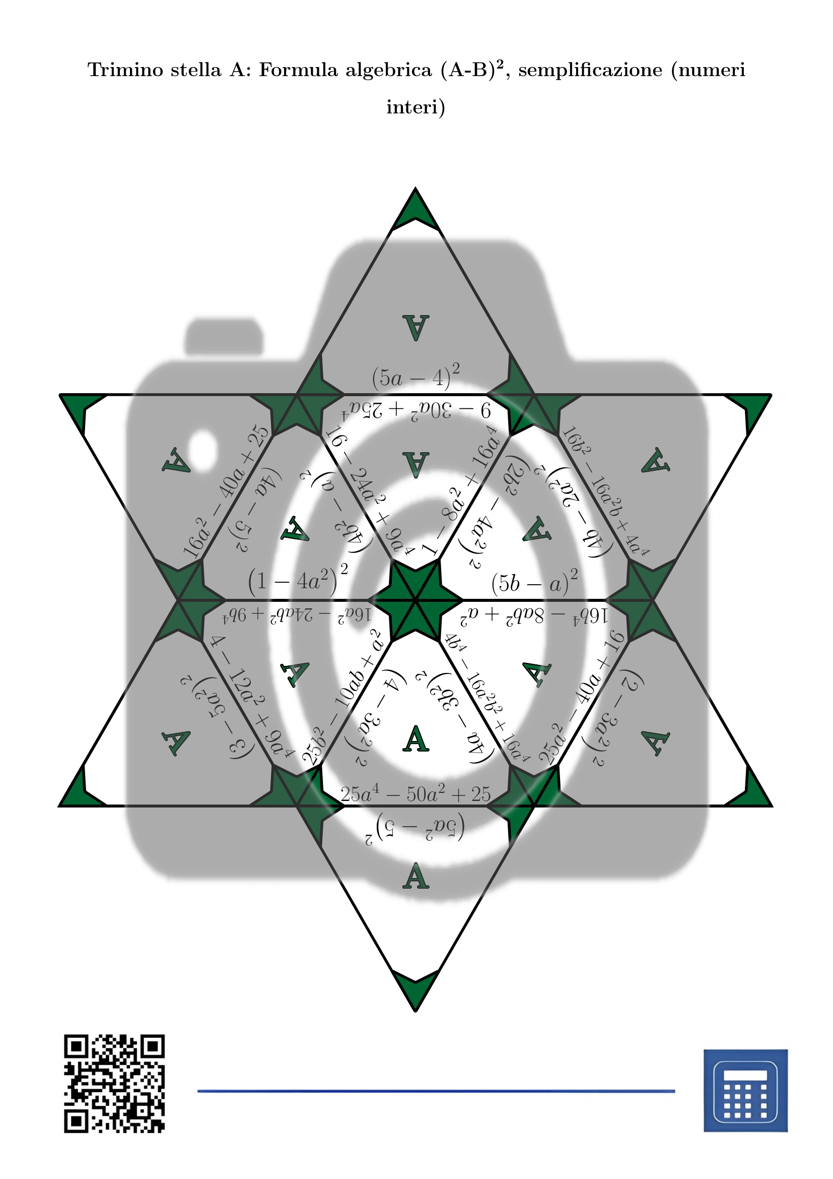 Trimino: Formula algebrica (A-B)², semplificazione (numeri interi) - immagine 4