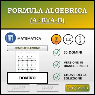 Domino: Formula algebrica (A+B)(A-B), semplificazione (numeri interi)