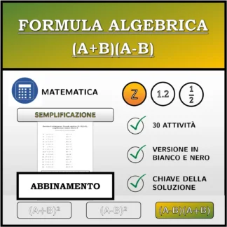 Esercizio di abbinamento: Formula algebrica (A+B)(A-B), semplificazione (numeri interi)