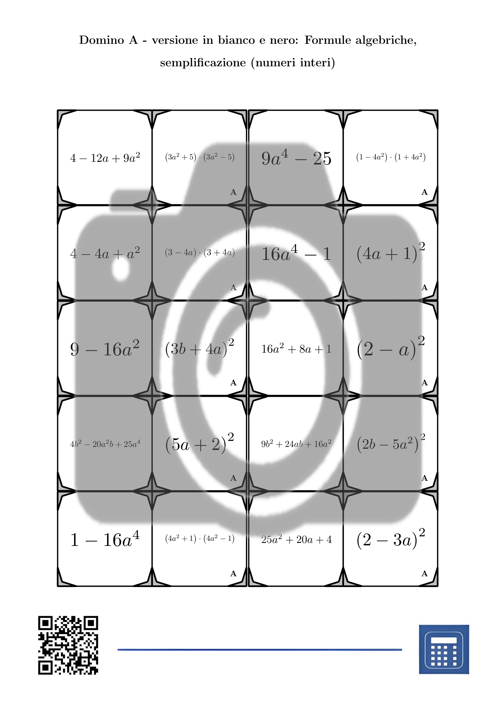 Domino: Formule algebriche, semplificazione (numeri interi) - immagine 3