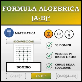Domino: Formula algebrica (A-B)², scomposizione (numeri interi)