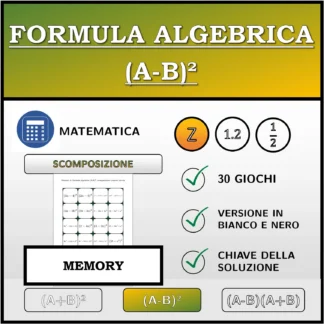 Memory: Formula algebrica (A-B)², scomposizione (numeri interi)