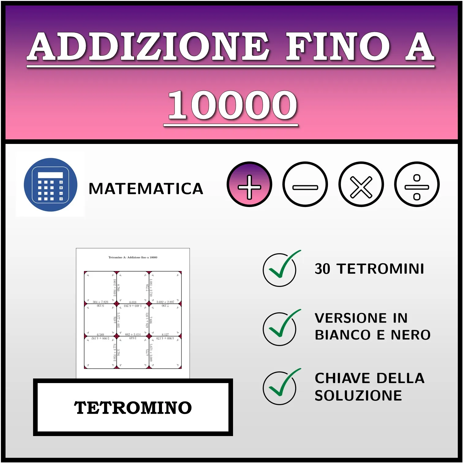 Tetramino: Addizione fino a 10000