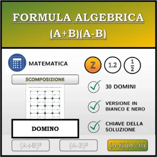 Domino: Formula algebrica (A+B)(A-B), scomposizione (numeri interi)