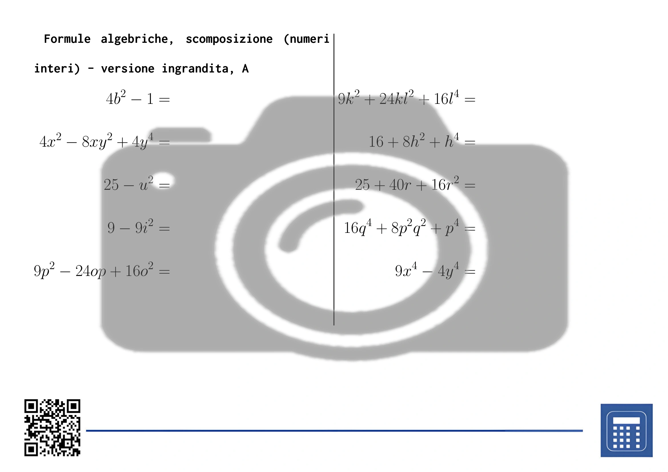 Scheda di lavoro: Formule algebriche, scomposizione (numeri interi) - immagine 3