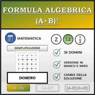 Domino: Formula algebrica (A+B)², semplificazione (numeri decimali)
