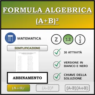 Esercizio di abbinamento: Formula algebrica (A+B)², semplificazione (numeri decimali)