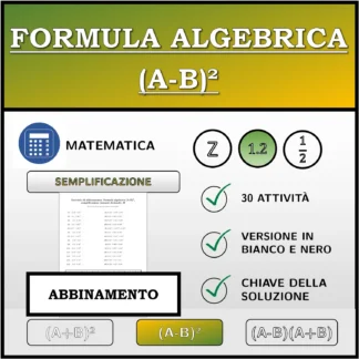 Esercizio di abbinamento: Formula algebrica (A-B)², semplificazione (numeri decimali)