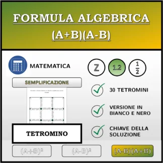 Tetramino: Formula algebrica (A+B)(A-B), semplificazione (numeri decimali)