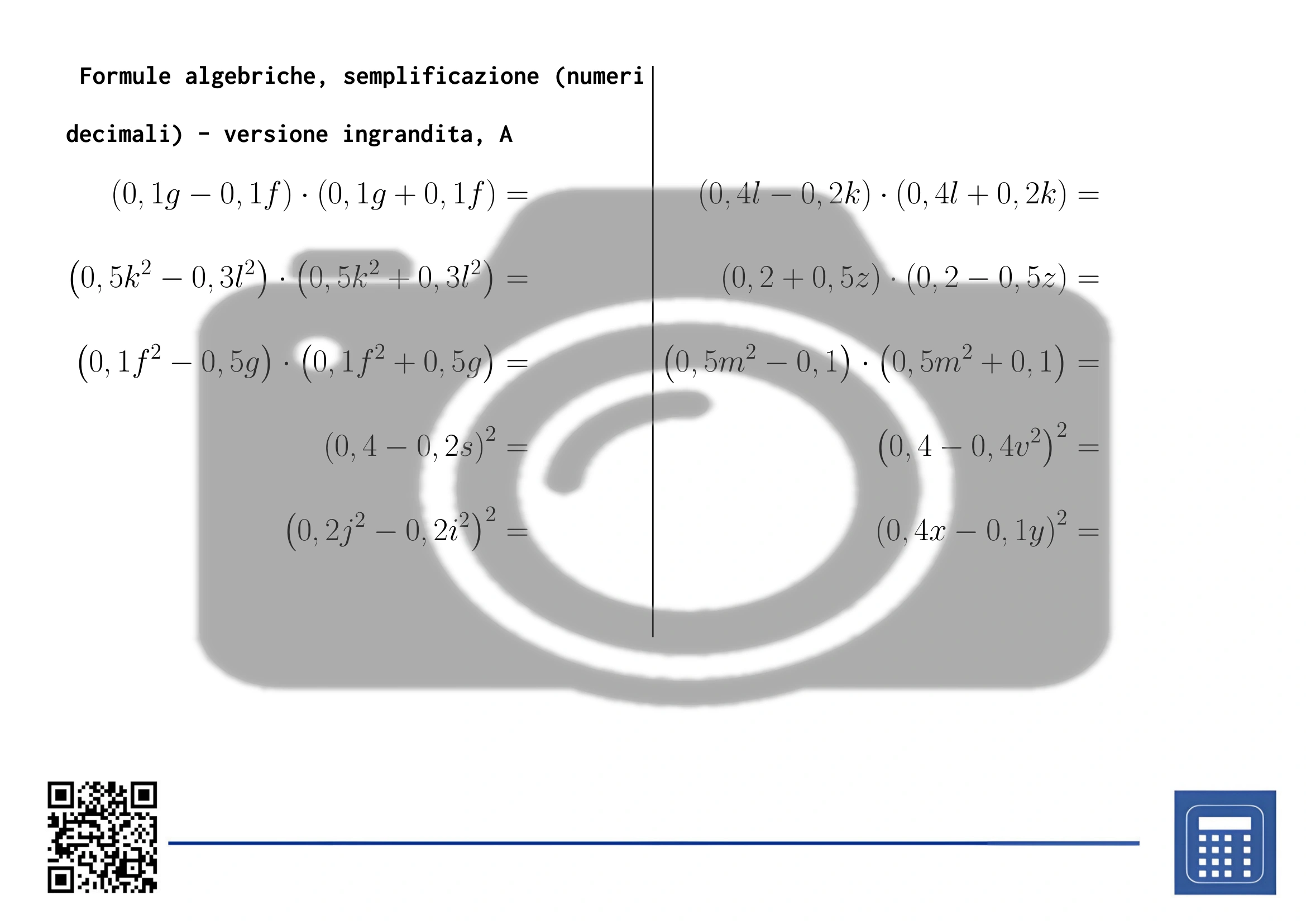 Scheda di lavoro: Formule algebriche, semplificazione (numeri decimali) - immagine 3