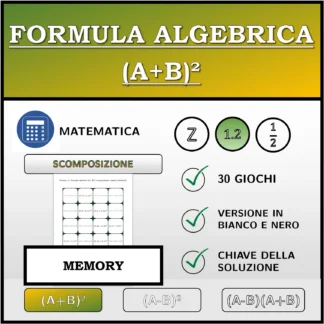 Memory: Formula algebrica (A+B)², scomposizione (numeri decimali)