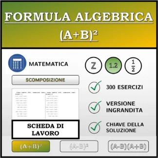 Scheda di lavoro: Formula algebrica (A+B)², scomposizione (numeri decimali)