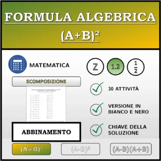Esercizio di abbinamento: Formula algebrica (A+B)², scomposizione (numeri decimali)