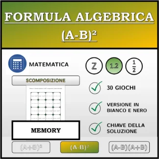 Memory: Formula algebrica (A-B)², scomposizione (numeri decimali)