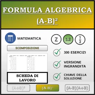 Scheda di lavoro: Formula algebrica (A-B)², scomposizione (numeri decimali)