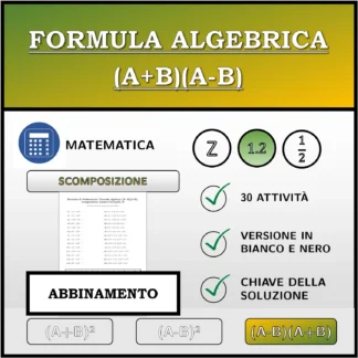Esercizio di abbinamento: Formula algebrica (A+B)(A-B), scomposizione (numeri decimali)