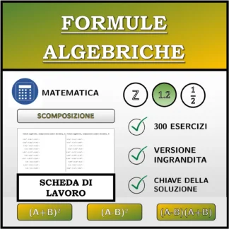 Scheda di lavoro: Formule algebriche, scomposizione (numeri decimali)