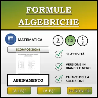Esercizio di abbinamento: Formule algebriche, scomposizione (numeri decimali)