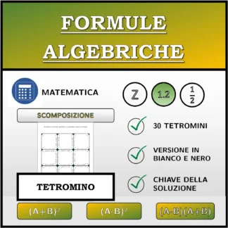 Tetramino: Formule algebriche, scomposizione (numeri decimali)