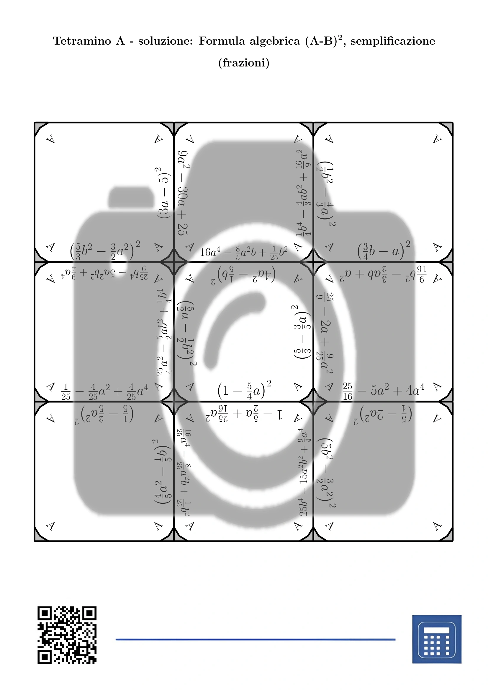 Tetramino: Formula algebrica (A-B)², semplificazione (frazioni) - immagine 4
