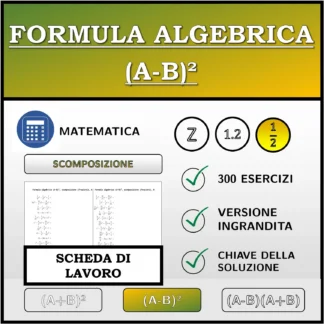 Scheda di lavoro: Formula algebrica (A-B)², scomposizione (frazioni)