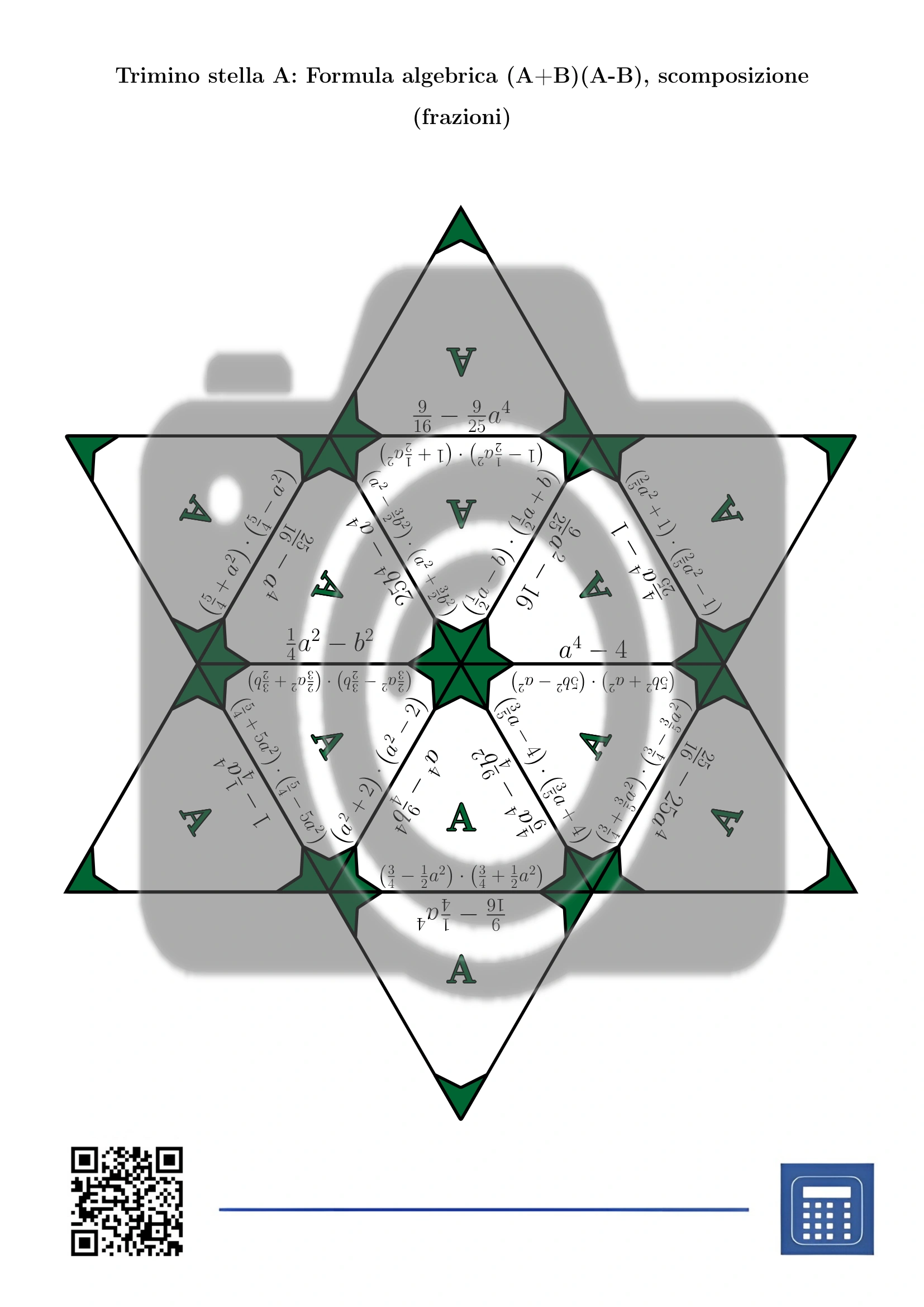 Trimino: Formula algebrica (A+B)(A-B), scomposizione (frazioni) - immagine 4