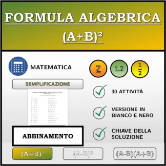 Esercizio di abbinamento: Formula algebrica (A+B)², semplificazione