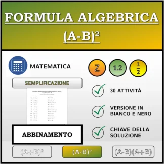 Esercizio di abbinamento: Formula algebrica (A-B)², semplificazione