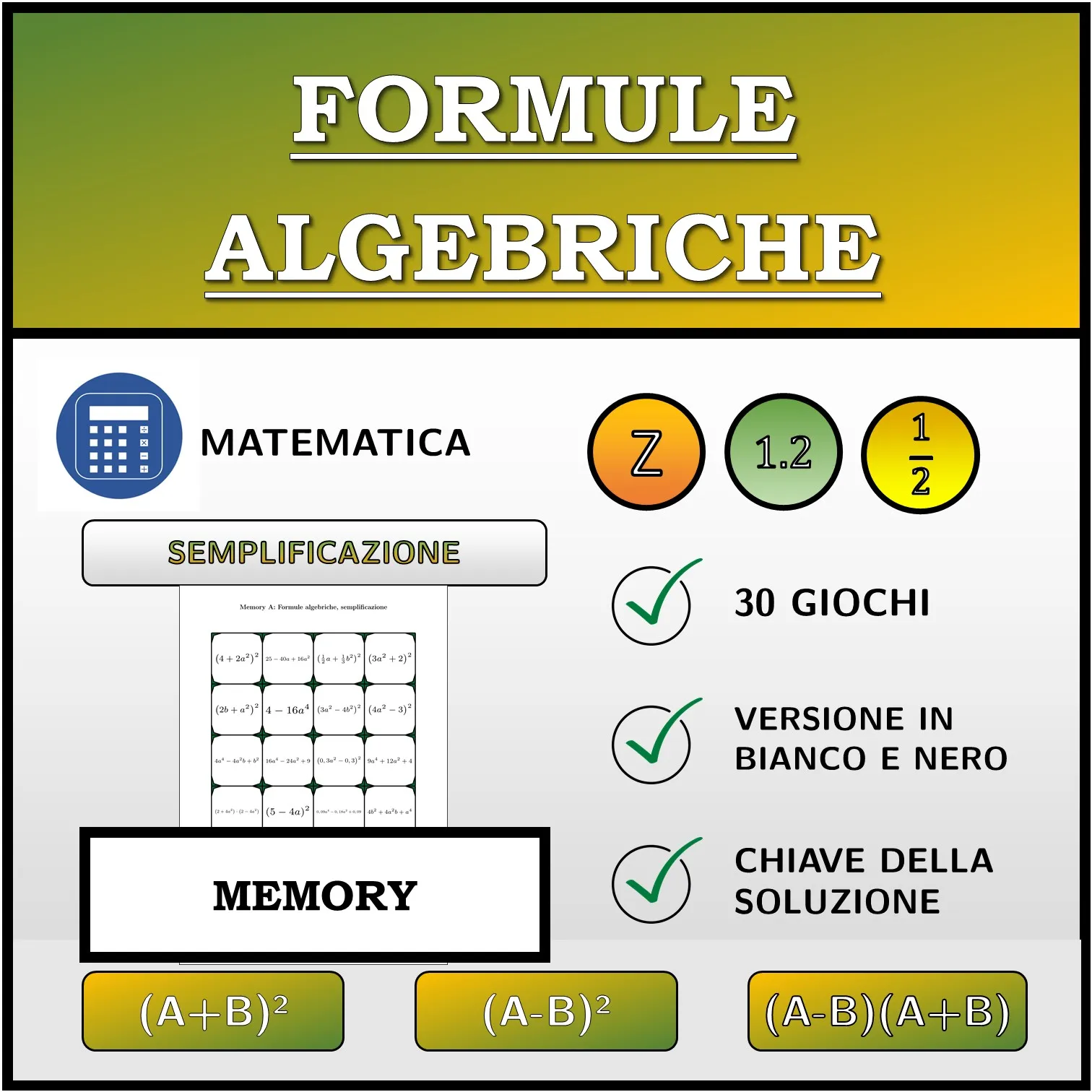 Memory: Formule algebriche, semplificazione