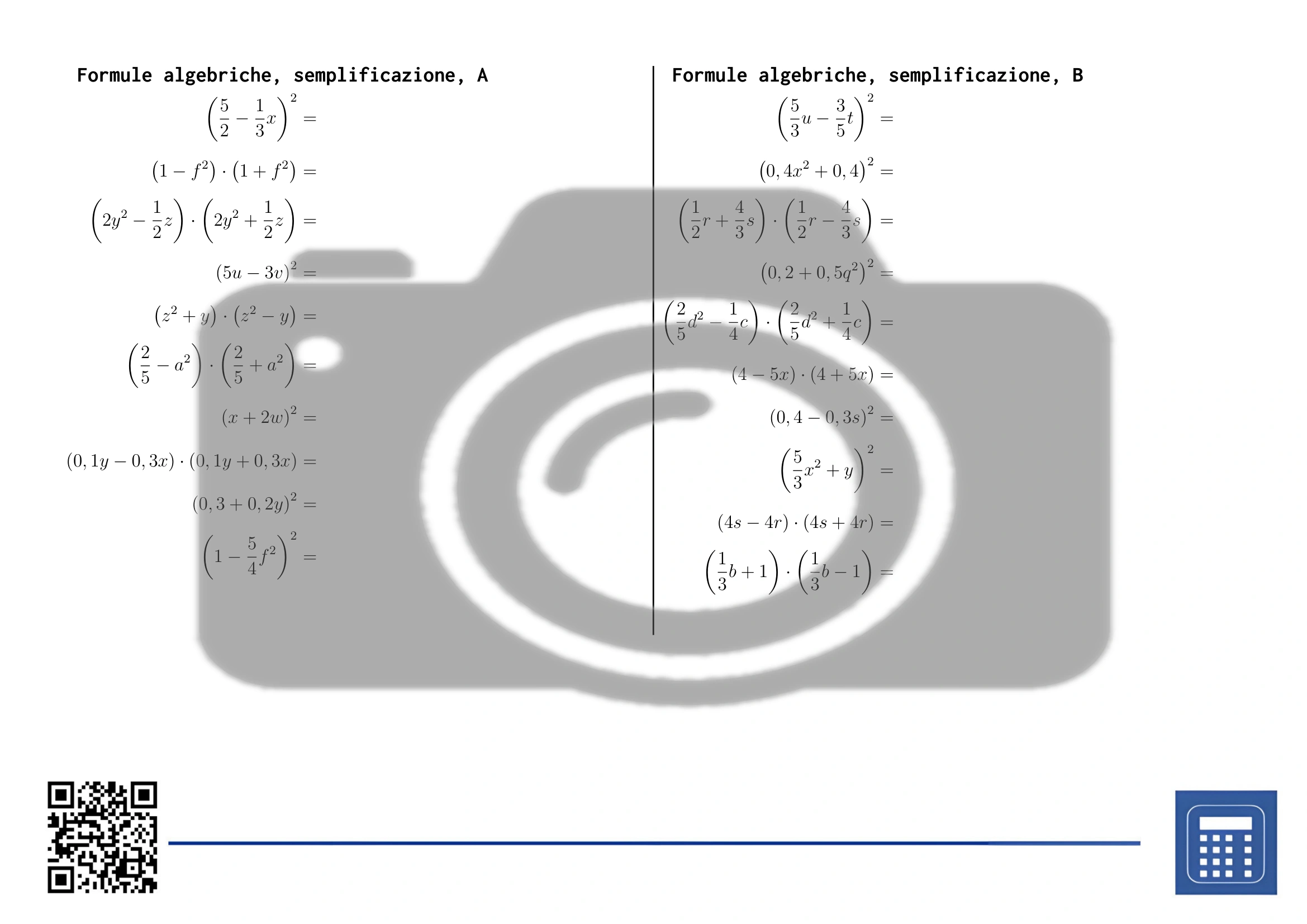 Scheda di lavoro: Formule algebriche, semplificazione - immagine 2
