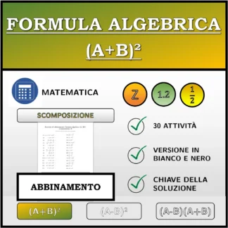 Esercizio di abbinamento: Formula algebrica (A+B)², scomposizione