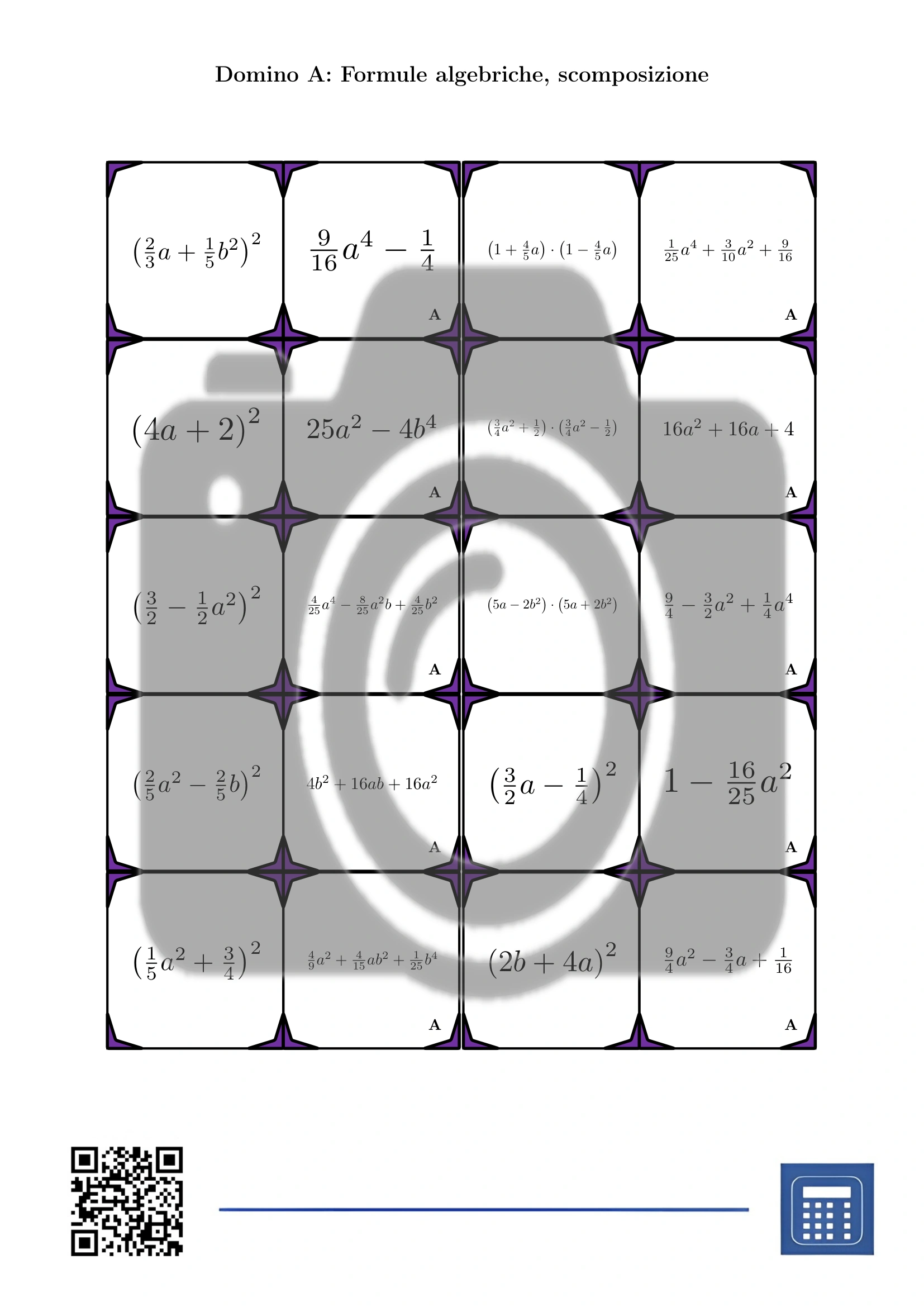Domino: Formule algebriche, scomposizione - immagine 2