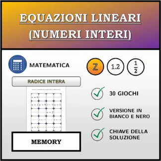 Memory: Equazioni lineari (numeri interi), soluzione intera