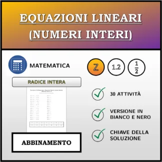 Esercizio di abbinamento: Equazioni lineari (numeri interi), soluzione intera