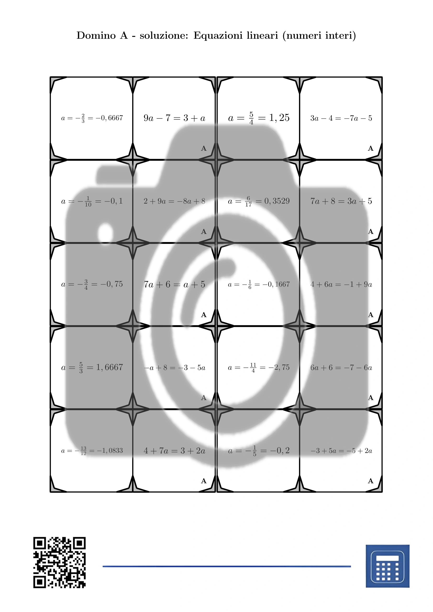 Domino: Equazioni lineari (numeri interi) - immagine 4