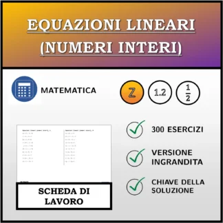 Scheda di lavoro: Equazioni lineari (numeri interi)