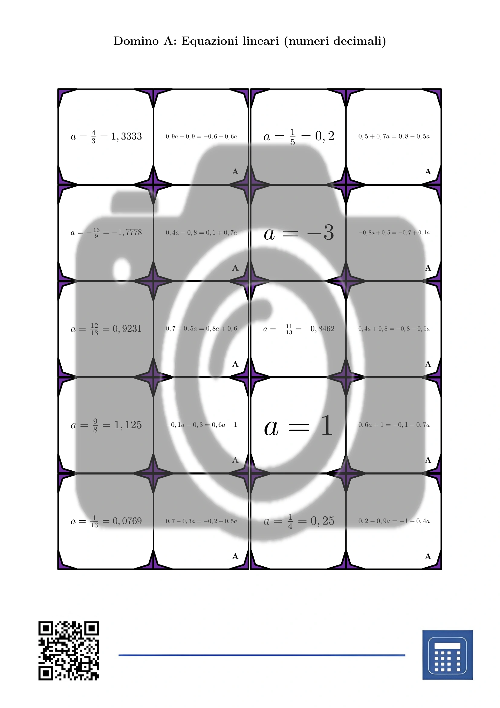 Domino: Equazioni lineari (numeri decimali) - immagine 2