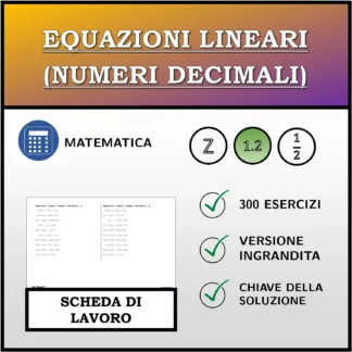 Scheda di lavoro: Equazioni lineari (numeri decimali)