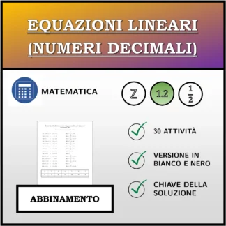 Esercizio di abbinamento: Equazioni lineari (numeri decimali)
