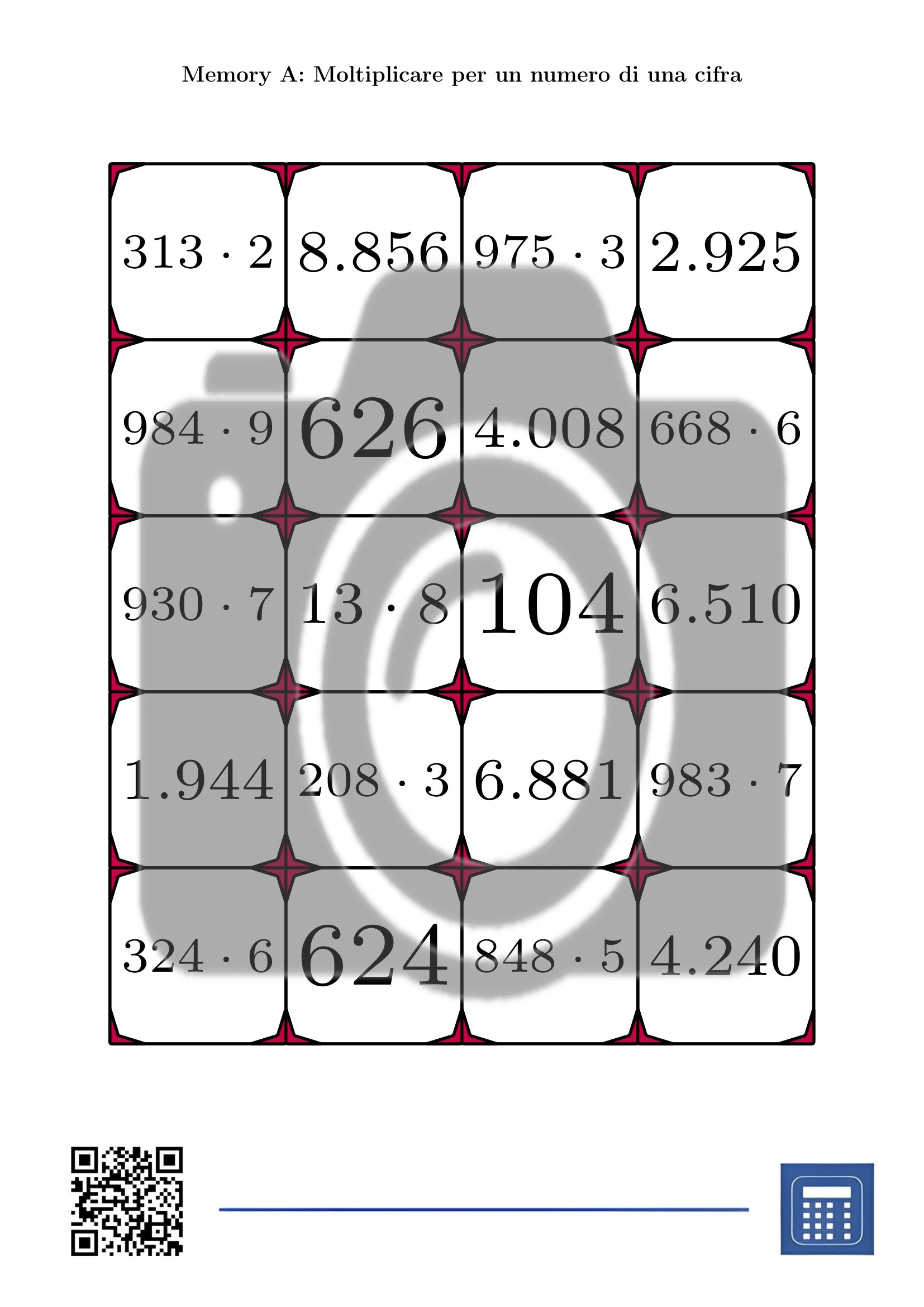Memory: Moltiplicare per un numero di una cifra - immagine 2